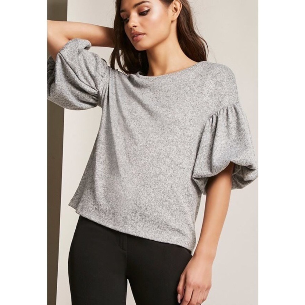 NWT Forever 21 Balloon Puff Sleeve Knit Shirt